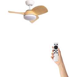 Plafondventilator Olivia met verlichting - Ø76cm - 6 snelheden - Afstandsbediening - Wit hout