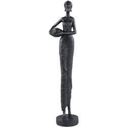 PTMD Decoratieve Standbeeld Rafah - 11x8x50 cm - Polyester - Zwart