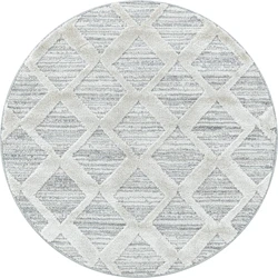 Sofia Modern Crème/Grijs Rond vloerkleed - - 120 X 120 CM