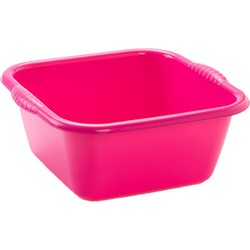 Kunststof teiltje/afwasbak vierkant 15 liter roze - Afwasbak