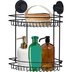 Concorde - Doucherekje hoek-model 2-laags - zwart - H37 cm - metaal - Douche- en badrekjes