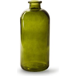 Jodeco Bloemenvaas Jardin - transparant groen glas - D11 x H25 cm - flesvaas - Vazen