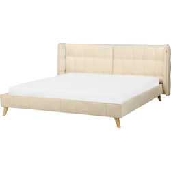 Beliani SENLIS - Tweepersoonsbed-Beige-Fluweel