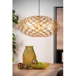 Opvallende, functionele ovaalvormige hanglamp 65 cm Ø E27 mat goud/messing