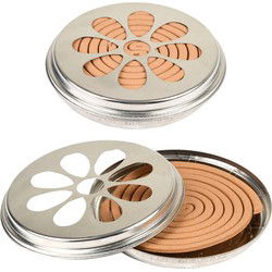 Blik met citronella wierook spiralen - 2x - 14 cm - 6-12 branduren - citrusgeur - Wierookstokjes
