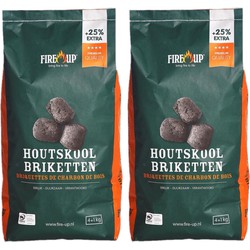 Fire-up houtskool briketten - 2x zak met 5 kilo - BBQ/Barbeque - Briketten