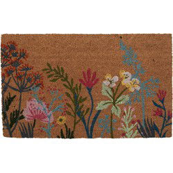 Clayre & Eef Deurmat Bruin Kokos Bloemen