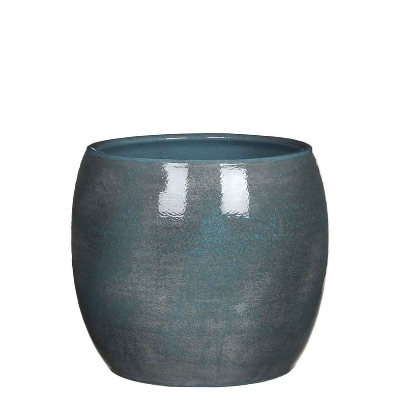 Mica Decorations lester pot rond blauw maat in cm: 22 x 24 - 