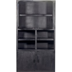 Kast Zwart - 120x45x220cm - Mangohout - Kast Xander