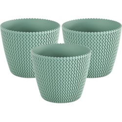 Set van 3x stuks plantenpotten/bloempotten kunststof dia 13 cm en hoogte 11 cm mintgroen - Plantenpotten