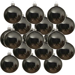 24x Glazen kerstballen glans grijsblauw 6 cm kerstboom versiering/decoratie - Kerstbal