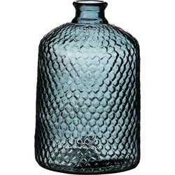 Natural Living Bloemenvaas Scubs Bottle - lichtblauw geschubt transparant - glas - D18 x H31 cm - Vazen