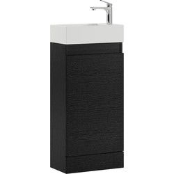 Badplaats Toiletmeubel Peru 40 x 22 cm - Zwart Houtnerf - Fonteinmeubel met Wastafel