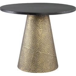 PTMD Yvette Gold metal sidetable with cone bottom low