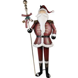 Clayre & Eef Kerstdecoratie Beeld Kerstman Rood Metaal