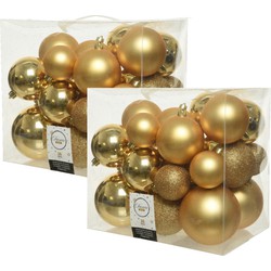 52x stuks kunststof kerstballen goud 6-8-10 cm glans/mat/glitter - Kerstbal