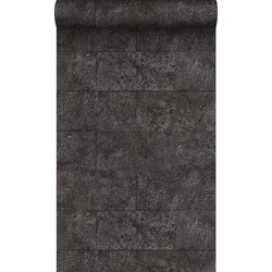 Origin Wallcoverings behang kalkstenen blokken zwart - 53 cm x 10,05 m - 347583