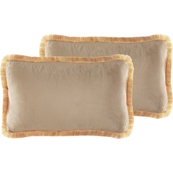 POTHOS  - Sierkussen set van 2 - Beige - 30 x 50 cm - Fluweel