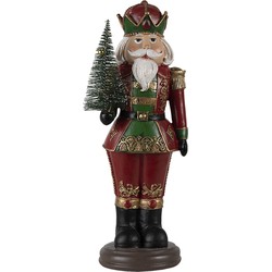 Clayre & Eef Beeld Notenkraker 13x10x32 cm Rood Polyresin Kerstdecoratie