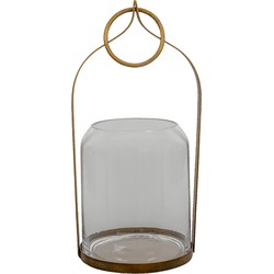 Clayre & Eef Windlicht  22x21x43 cm Koperkleurig Metaal Glas Rond Kaarsenhouder