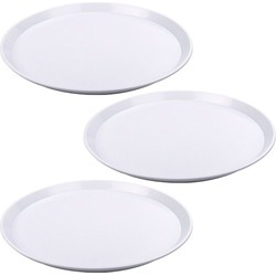 Set van 10x stuks wit rond horeca dienblad/serveerblad van kunststof 34 cm - Dienbladen