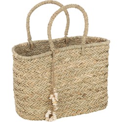 J-line - Strandtas Schelpen Jute Naturel Large - 46x25x51cm