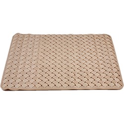 Badmat/douchemat anti-slip mocca bruin geweven patroon 50 x 50 cm - Badmatjes