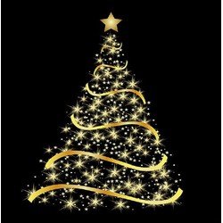 80x Kerstservetten met gouden kerstboom zwart 33 cm - Feestservetten