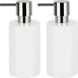 Spirella zeeppompje/dispenser Sienna - 2x - glans ivoor wit - porselein - 16 x 7 cm - 300 ml - Zeeppompjes