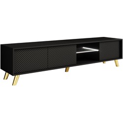 Meubella TV-Meubel Adriano - Zwart - 175 cm - Met LED