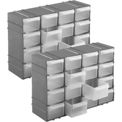 4x stuks ophangbare grijze huishoud organizers/sorteerdoosjes met 16 vakken 22 cm - Opbergbox