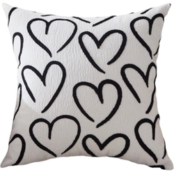 Sierkussen Hartjes Wit | 45 x 45 cm | Katoen/Polyester