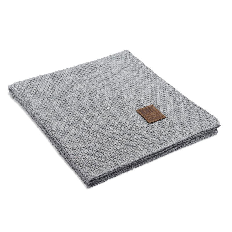 Knit Factory Jesse Gebreid Plaid - Woondeken - Kleed - Licht Grijs - 160x130 cm - 
