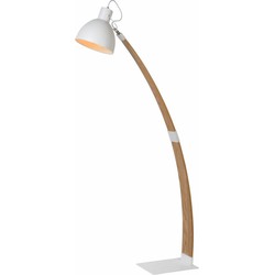 Staande lamp hout boog wit of zwart 143cm hoog