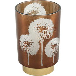 PTMD Verdo Rond Windlicht - H15 x Ø10 cm - LED - Glas - Koper/Goud