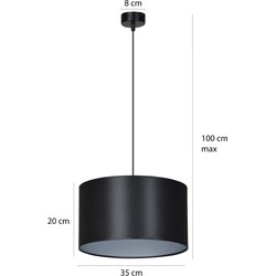 Goteborg zwart-zilver hanglamp cilinder 1x E27