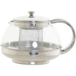 Theepot van glas en RVS 1050 ml met filter/infuser en handvat - Theepotten