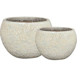 PTMD Javier Grey Ceramic Bowl Pot Round Set Of 2