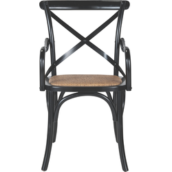 Set van 6 bridge fauteuils van massief hout en webbing L62 cm - BISTROT