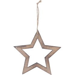 1x Kerstboomversiering sterren ornamenten van hout 15 cm - Kersthangers