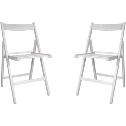 Set van 4x stuks witte houten klapstoelen voor binnen en buiten - Klapstoelen