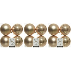 12x Kunststof kerstballen glanzend/mat donker parel/champagne 10 cm kerstboom versiering/decoratie - Kerstbal