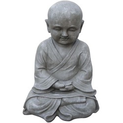 Buddha Shaolin Mönch Handgefaltet 20X18X42 Cm Hellgrau Fiberclay clayfibre - stonE'lite