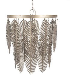Clayre & Eef Hanglamp Goudkleurig Grijs IJzer Bladeren