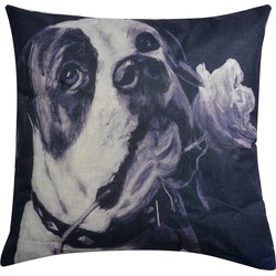 Clayre & Eef Sierkussen  43x43 cm Zwart Wit Synthetisch Vierkant Hond Kussenhoes met Kussenvulling