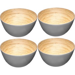 Set van 10x stuks Slakommetjes/serveer schaaltjes - bamboe - D17 cm - Saladeschalen