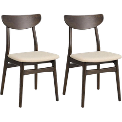 Rodham houten eetkamerstoel donker eiken - gestoffeerde zitting beige - set van 2
