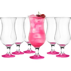 Glasmark Cocktail glazen - 6x - 420 ml - roze - glas - pina colada glazen - Cocktailglazen