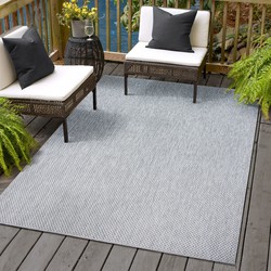 Tapijtenloods Uni Binnen en Buiten Vloerkleed Solid Outdoor Laagpolig Tapijt Grijs- 120x170 CM