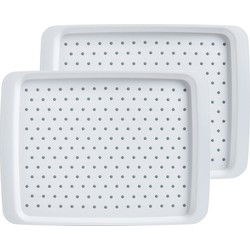 Zeller dienblad - 2x - antislip - wit - kunststof - 35 x 26 cm - Dienbladen